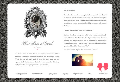 designed a wedding website
