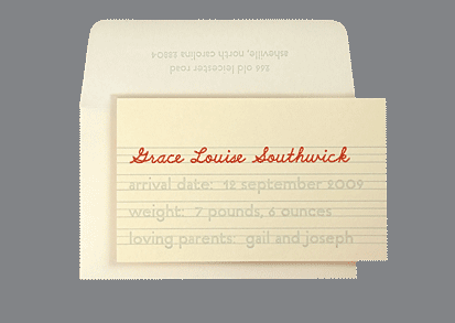 oblation papers 'grace' baby announcement | simple pretty