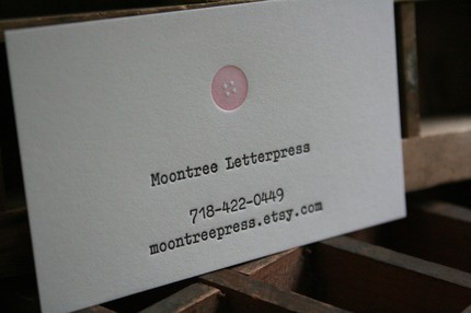 moontree letterpress button business card | simple pretty