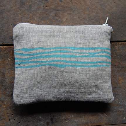 elisabeth bentz natural/pool blue horizon zipper pouch | simple pretty