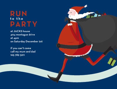 parunningsanta petite alma sweet santa party invite | simple pretty
