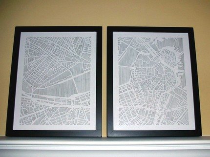 bostonstudiok studio k boston line-drawn map diptych | simple pretty