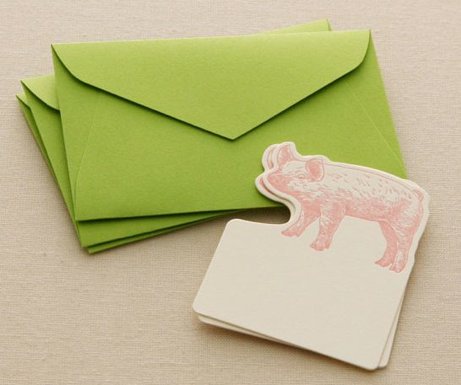 winged wheel die-cut letterpressed pig cards | simple pretty